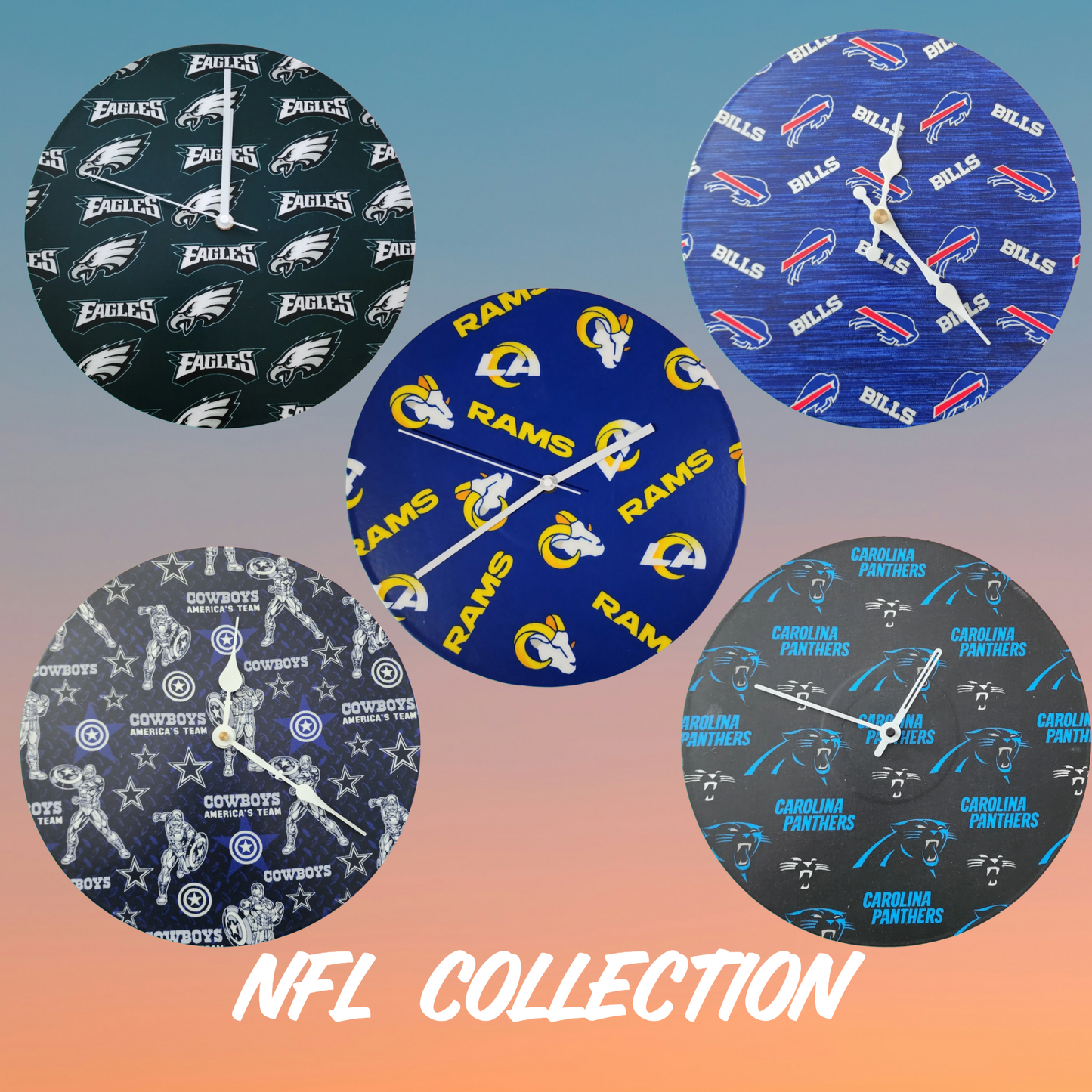 NFL Vinyl Record Clocks